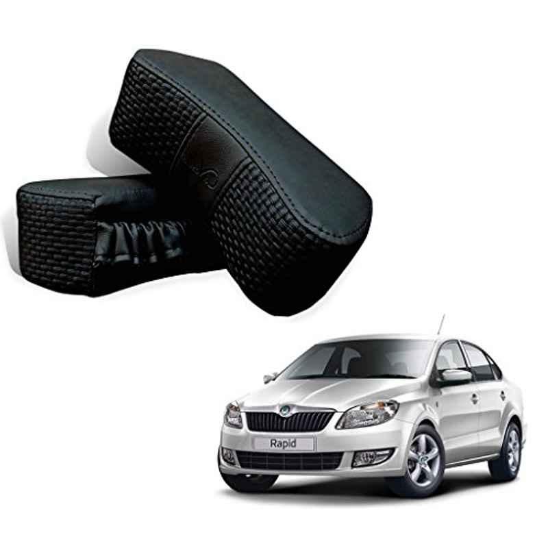 Kozdiko 2 Pcs Memory Foam Black Car Vastra Neck Rest Cushion Set for Skoda Rapid, koz_5240
