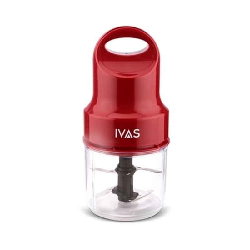 IVAS Chopease 150W 800ml Plastic Wine Red Electric Chopper with 3 layer Stainless Steel Blades & 2 Years Warranty