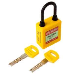LOTO-LOK 20mm Stainless Steel & Nylon Yellow Three Point Traceability Padlock with 2 Unique Keys Per Lock, 3PTPYKDN40