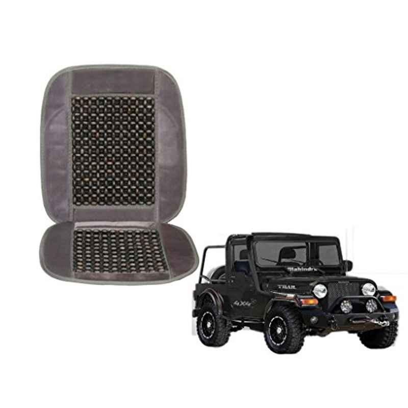 Kozdiko Wooden Beads Car Seat Cushion with Velvet Border for Mahindra Thar