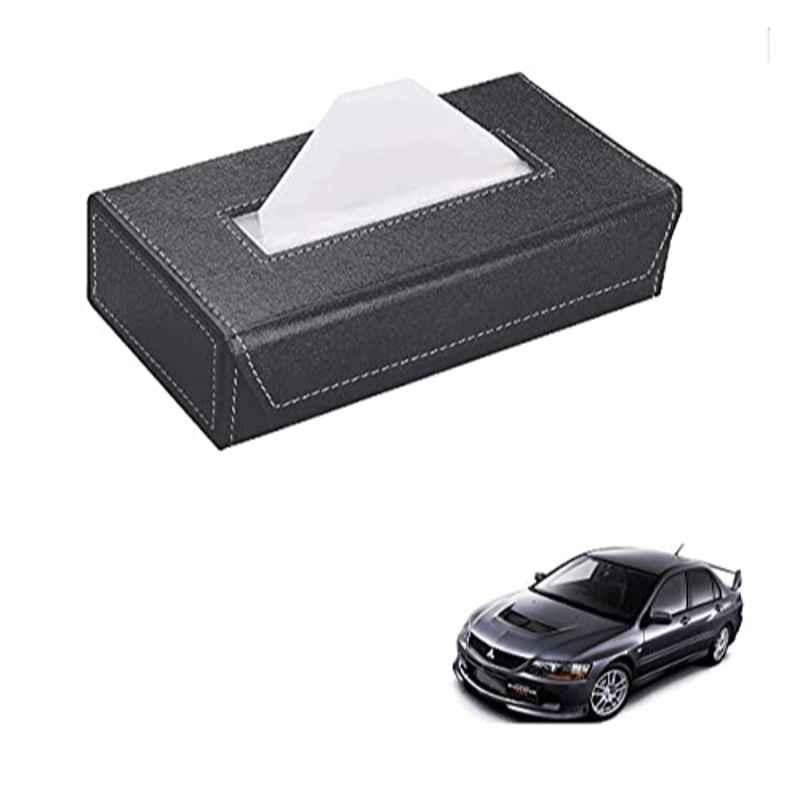 Kozdiko 100 Pulls PU Leather Grey Car Tissue Paper Box with 200 Sheets for Mitsubishi Lancer