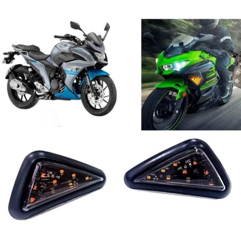 Auto Pearl 2 Pcs 12V Black Bike Side LED Indicator Light Set for Yamaha Fazer, A59