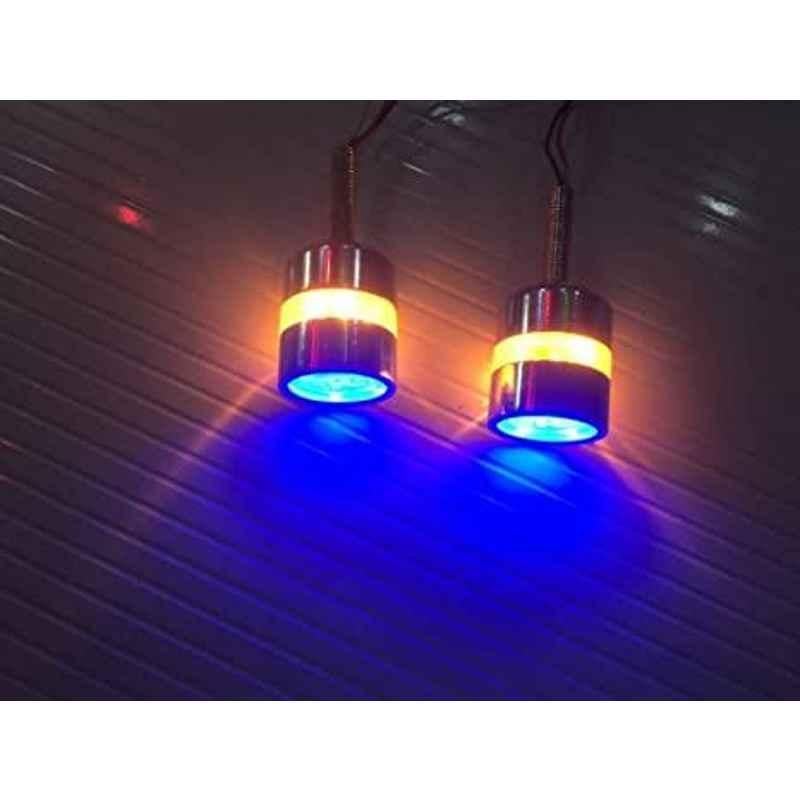 AOW Handle Bar End Dual LED Bike Turn Signal Indicator Light (Blue) for Bullet Thunder Bird 350-picture-16