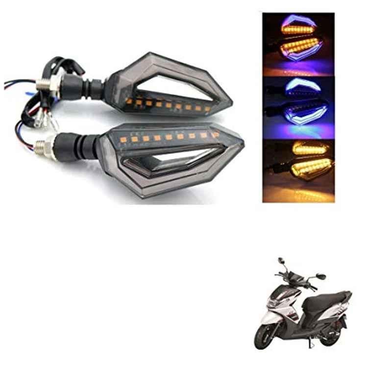 Kozdiko 4 Pcs Bike D Shaped 9 LED Front & Rear Side Turn Signal Indicator Light Set for Yamaha Ray Z