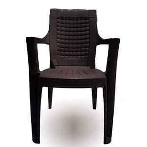 RW Rest Well Jumbo 4 Pcs Brown Plastic Chair Set for Dining Room, Bedroom, Kitchen & Living Room