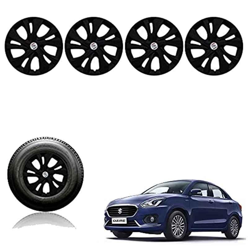 Auto Pearl 4 Pcs 14 inch Plastic Black Press Fitting Wheel Cover Set for Maruti Suzuki Dzire 2017