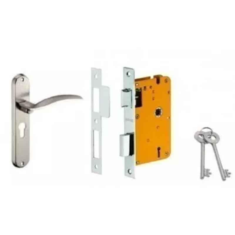 Dorset HL Series Celio 8 inch Stainless Steel Silver Chrome Finish Door Handle Lock Set with KY Mortise Lever Lock (Pack of 4)