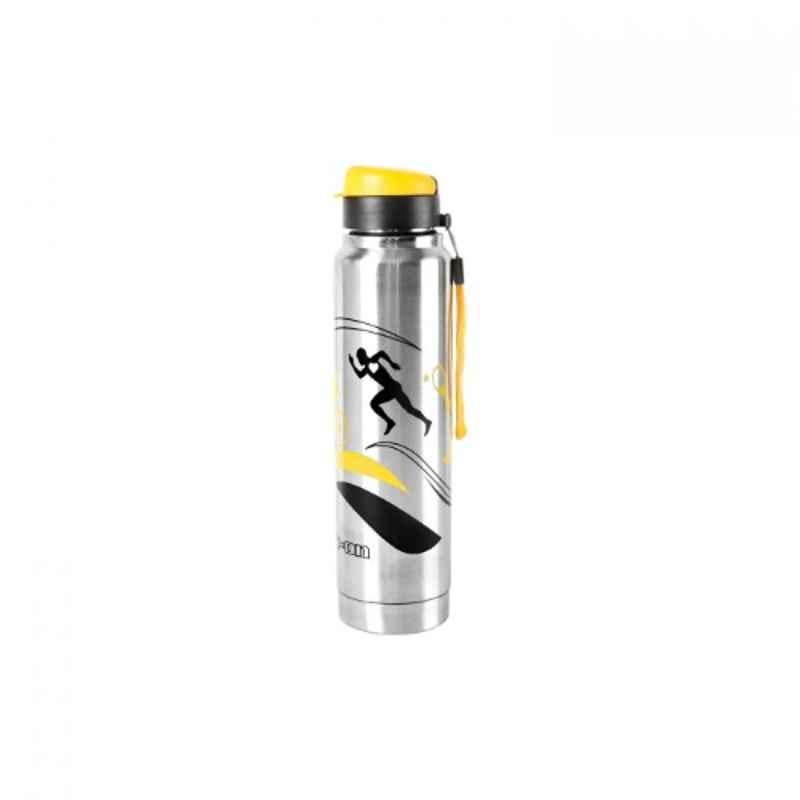 Cello Superb 1100ml Stainless Steel Yellow Single Wall Water Bottle, 405CSSB0433