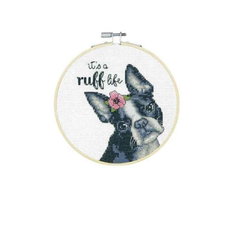 Cross Stitch Kit With Hoop 6In Ruff Life