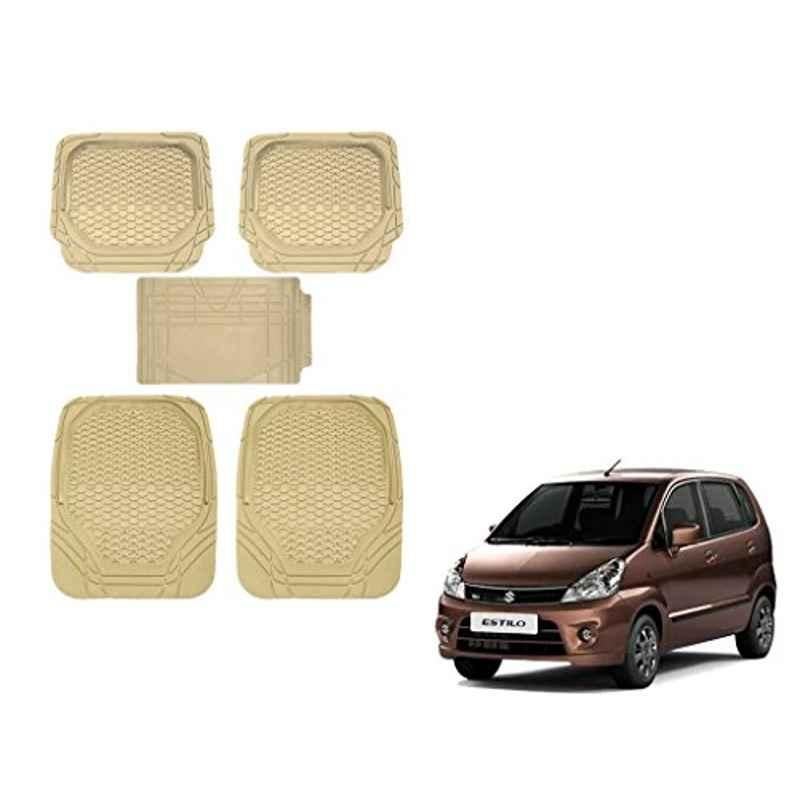 Kozdiko 5 Pcs 8855TW Beige Car Foot Mat Set for Maruti Zen Estilo, koz_37685