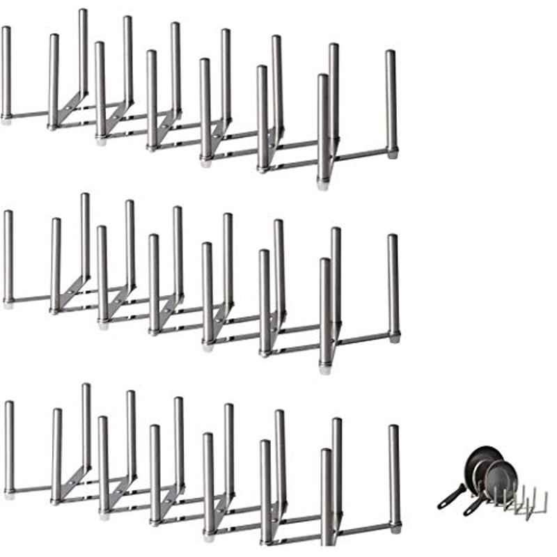 Rubik Stainless Steel Pan Pot Covers Lids Organizer (Pack of 3)