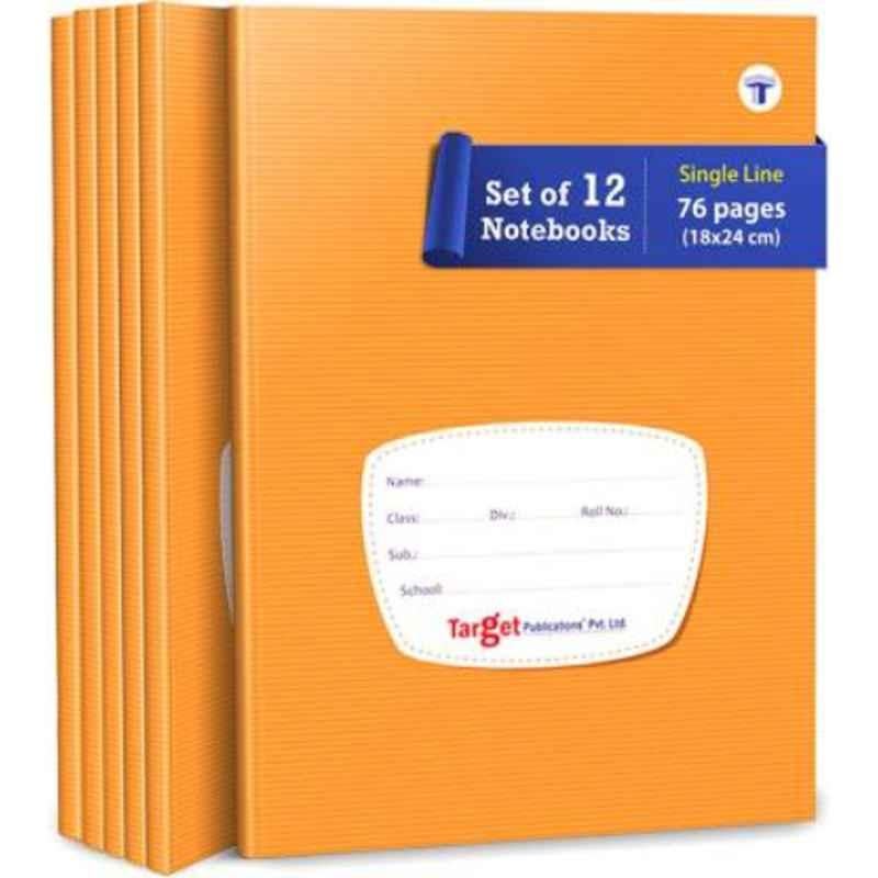 Target Publications Regular 76 Pages Brown Ruled Single Line Notebook (Pack of 12)