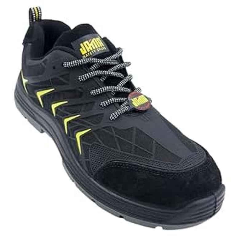Jama Fly-Knit Steel Toe Black Safety Shoes with PU Sole Double Density, JF 002, Size: 10