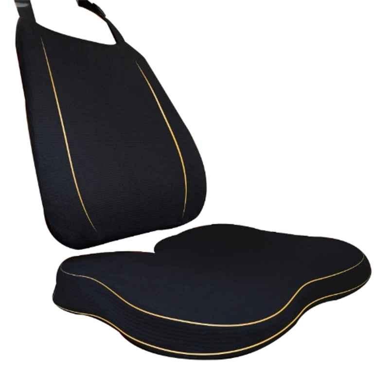 Betterhood Memory Foam Black Backrest & Seat Cushion Combo for Car, Size: Universal (Pack of 2)