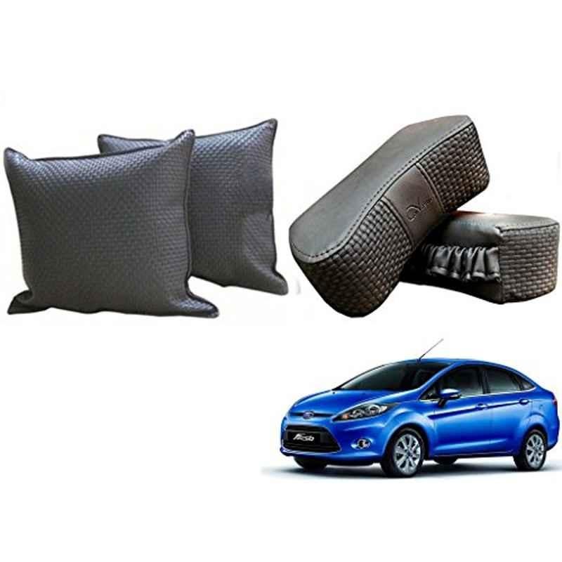 Kozdiko One Pair Grey Neck Rest & One Pair Cushion Combo for Ford Fiesta