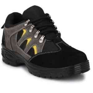 Graphene R 503 Leather Steel Toe Black & Grey Safety Shoe, Size: 7