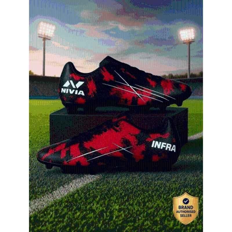 Nivia INFRA 2.0 Red & Black Football Shoes for Men, Size: 4