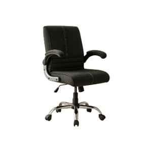 Newturn Maxson Leather Black Medium Back Office Revolving Chair