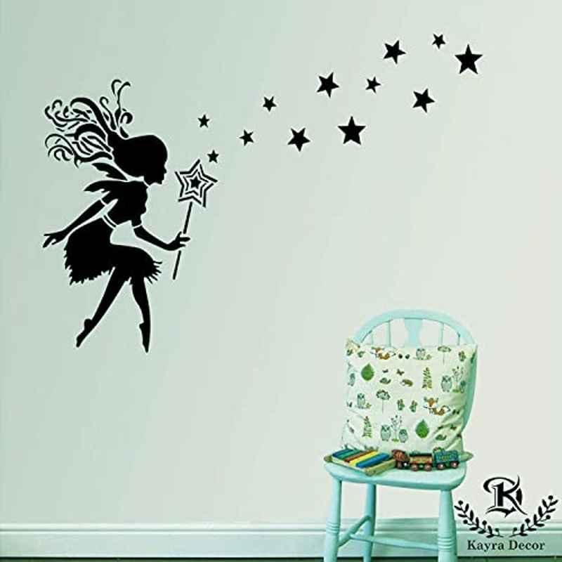 Kayra Decor 16x24 inch PVC Fairy Girl Wall Design Stencil, KHS325