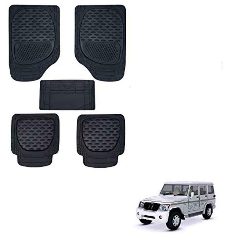 Kozdiko 6255 5 Pcs Rubber & PVC Black Heavy Car Foot Mat Set for Mahindra Bolero XL