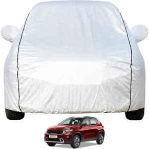 Allextreme Polyester Silver Car Cover with Mirror Pocket for Kia Sonet 2021 & 2026 Models, PV-KS01