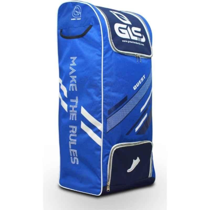 GLS Quest Pro 82 Litre Polyester Blue Cricket Kit Bag with Mini Tractor Wheel, Two Bat Compartment & Shoe Pocket