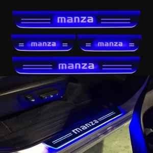SureStrive 4 Pcs Acrylic Car Side Footstep Set with Blue LED Door Sill Scuff Plate for TATA Indica Manza All Model