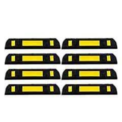 Ladwa 600mm Rubberised Car Wheel Parking Stopper with Reflective Yellow Tape Curb, LCS 600-P8 (Pack of 8)