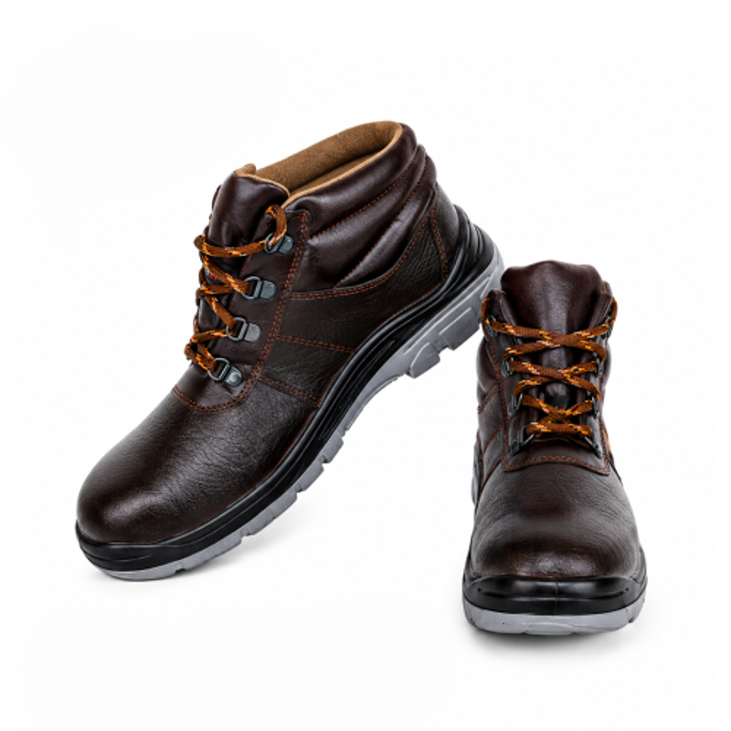 TZARO Full Grain Genuine Leather Steel Toe Brown Safety Shoes for Men, TZSAF2BT282BRUK8, Size: 8