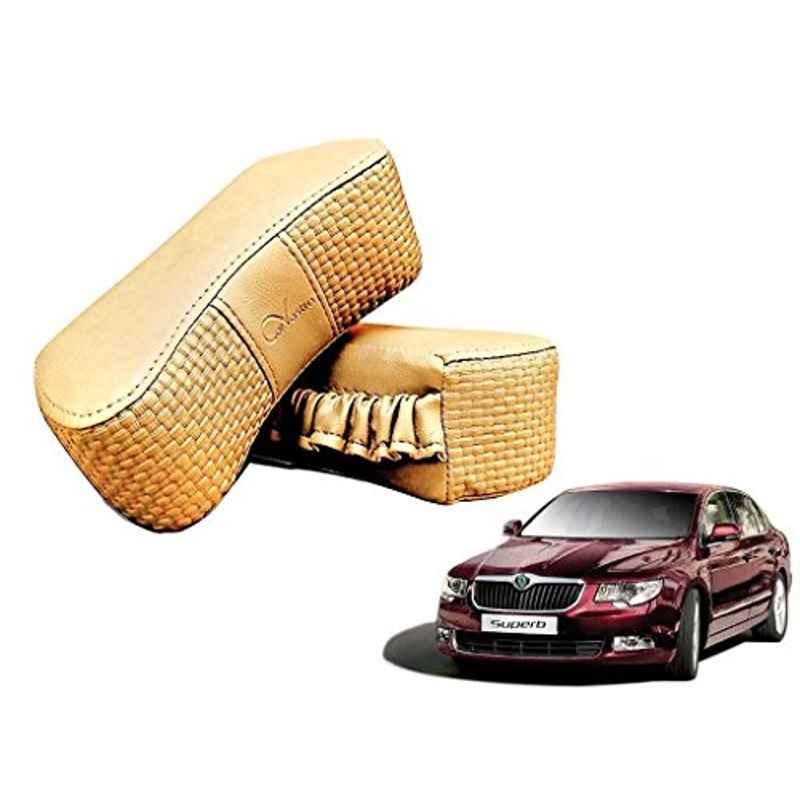Kozdiko 2 Pcs Memory Foam Beige Luxurious Neck Rest Set for Skoda Superb, koz_27332
