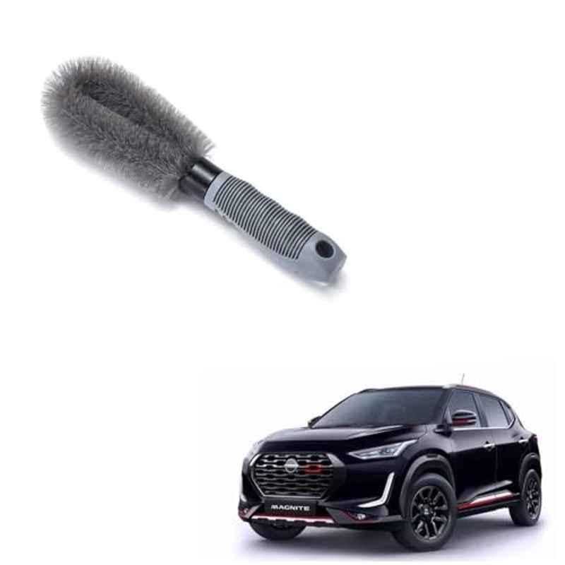 Kozdiko Plastic Grey Oval Car Alloy Wheel Rim Cleaning Brush for Nissan Magnite