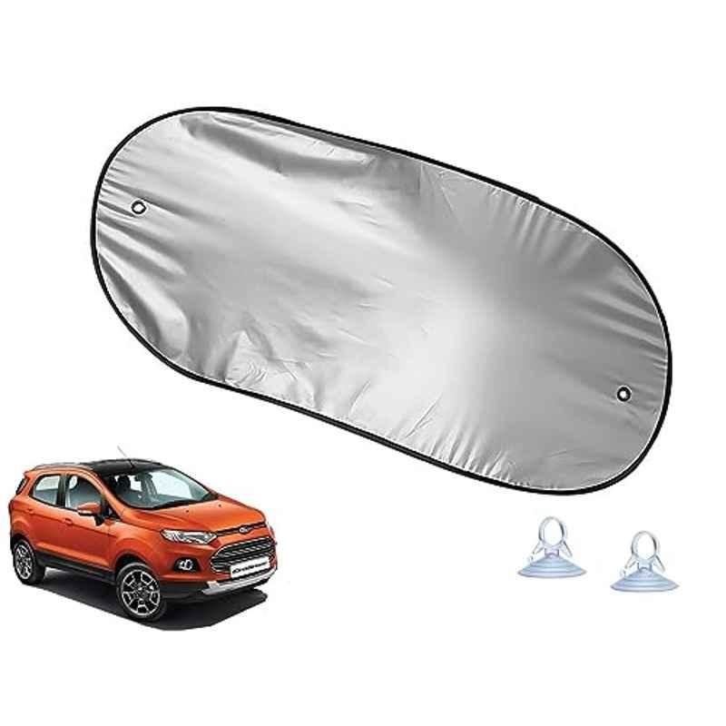 Auto Pearl Polyester Black & Silver Rear Window Sun Shade Curtain with Storage Pouch for Ford Ecosport 2017