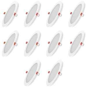 Fybros Faro 6W Polycarbonate Cool White Round LED Panel Light, FLS5054J (Pack of 10)