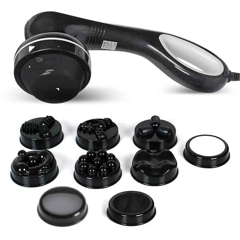 AGARO Relaxo Electric Handheld Black Full Body Massager with 8 Massage Heads, 33324