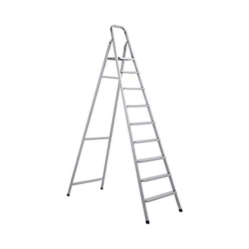 Robustline 9 Steps Steel Ladder, 181 cm, Silver Color