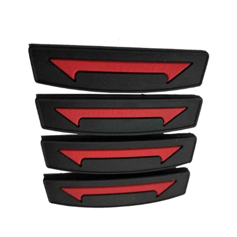 SureStrive 4 Pcs Rubber Black & Red Universal Anti Scratch Door Protector Guard Set for Renault Kiger All