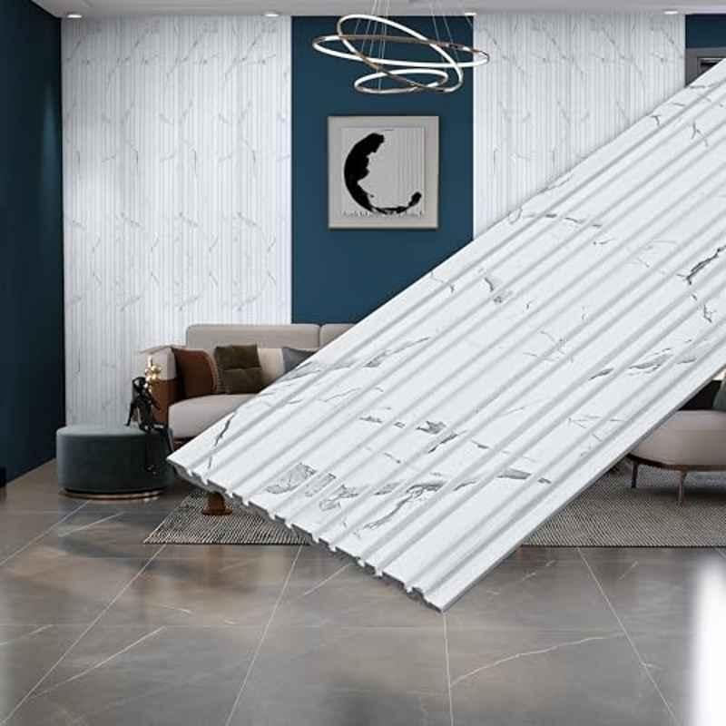 Plantex 12 Sqft 5 inchx8ft White Marble Charcoal 3D Wall Panel for Interior Decor (Pack of 3)