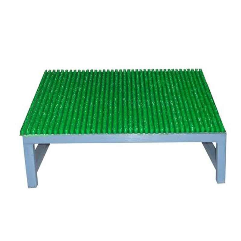 Sanushaa Metal Dark Salte Foot Rest with Artificial Grass Surface Under Desk Foot Stool, S-144
