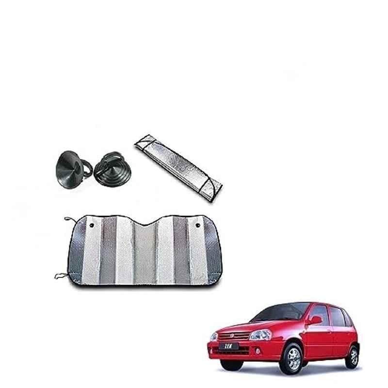 Kozdiko Aluminium Foil UV Protection Silver Windshield Sun Shade for Maruti Suzuki Zen