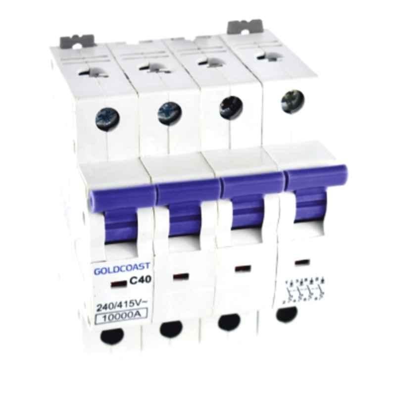 Gold Coast 40A 10kA C Curve Four Pole MCB, GCFP040