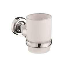 Somany Serene 21.7x20x9.7cm Brass & Glass Chrome Wall Mounted Bathroom Tumbler & Tooth Brush Holder, 272130290071