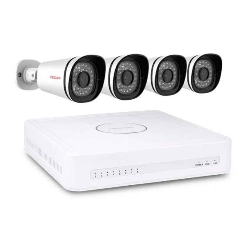 Foscam 1TB PoE Network Video Recorder Kit with 4 Outdoor 720p HD Camera, FN3108XE-B4-1T