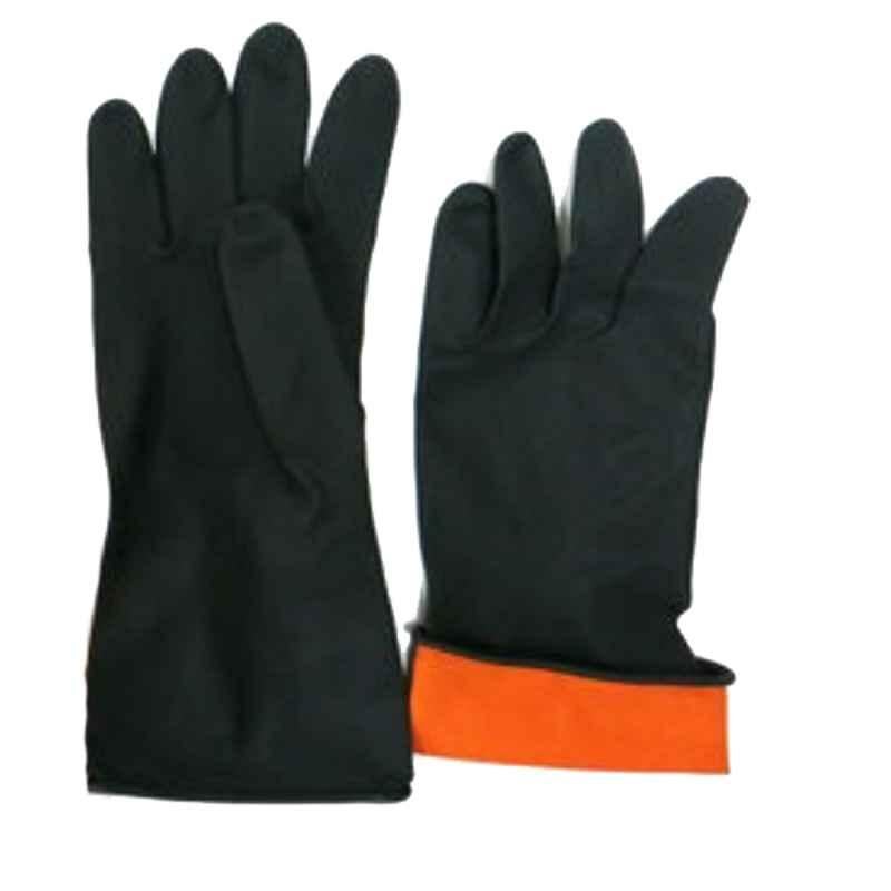 Sun 80G Rubber Gloves Black with Orange Lining, RG-80