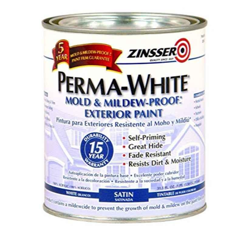 Rust-Oleum Zinsser 1 Quart White Satin Perma-White Mold & Mildew-Proof Exterior Paint