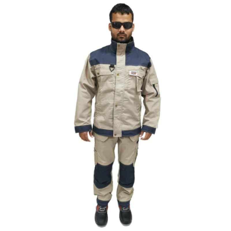 Taha Safety Polyester & Cotton Beige Ripstop Jacket, Size: M