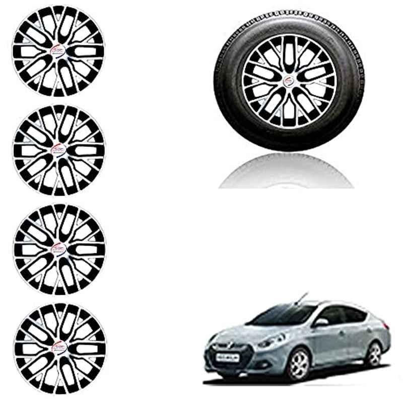 Auto Pearl 4 Pcs 14 inch ABS Silver & Black Car Wheel Cover Set for Renault Scala RXE