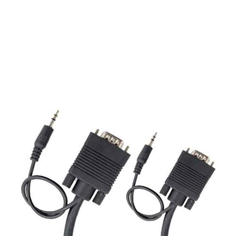 Logic 15m PVC & Copper Black Male to Male Nickel Plated VGA & Audio AV Cable, LG-VAC15M