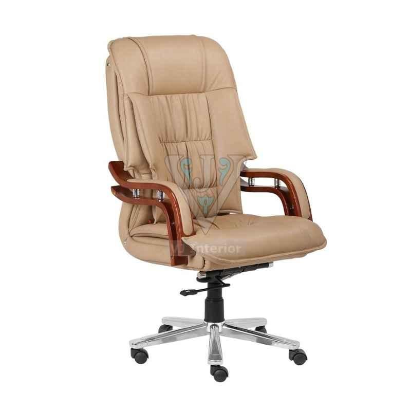 VJ Interior 19 inch Beige Luxurious Leather Hb CEO Chair, VJ-1325