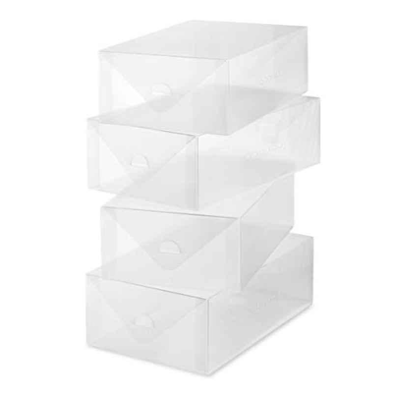 Whitmor 4Pcs Plastic White Heavy Duty Stackable Shoe Storage Set