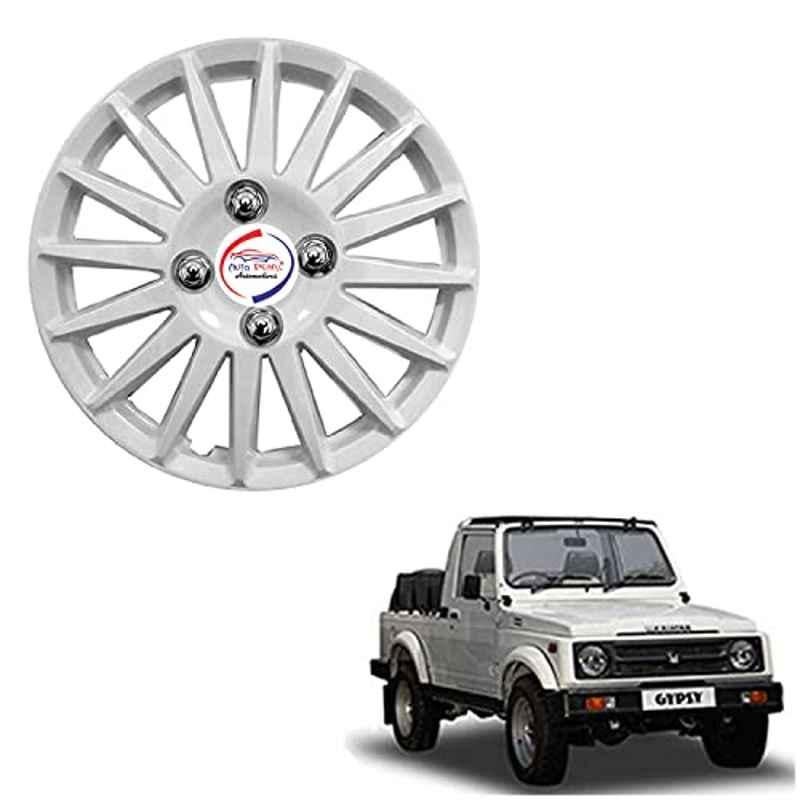 Auto Pearl 4 Pcs 15 inch ABS Camry Silver Press Type Hubcap Wheel Cover Set with Retention Ring for Maruti Suzuki Gypsy Mg410